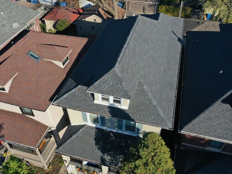 Roof stripped back to the decking during a shingle tear-off and replacement